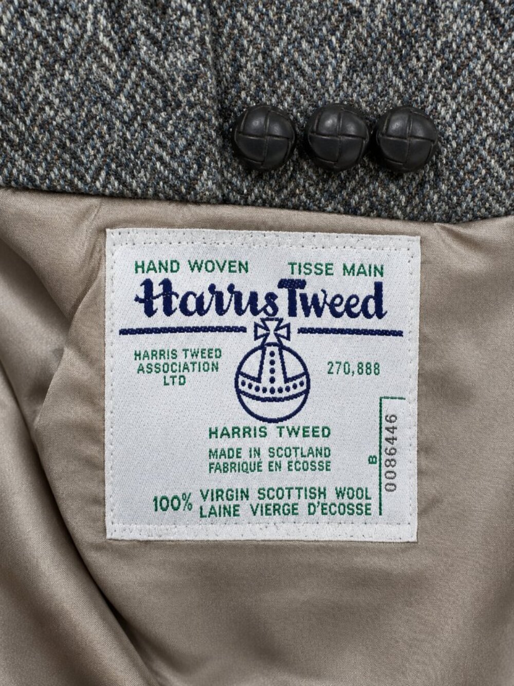 Vintage Harris Tweed Sport Coat Mens 42L Gray Chek Wool Made in Scotland